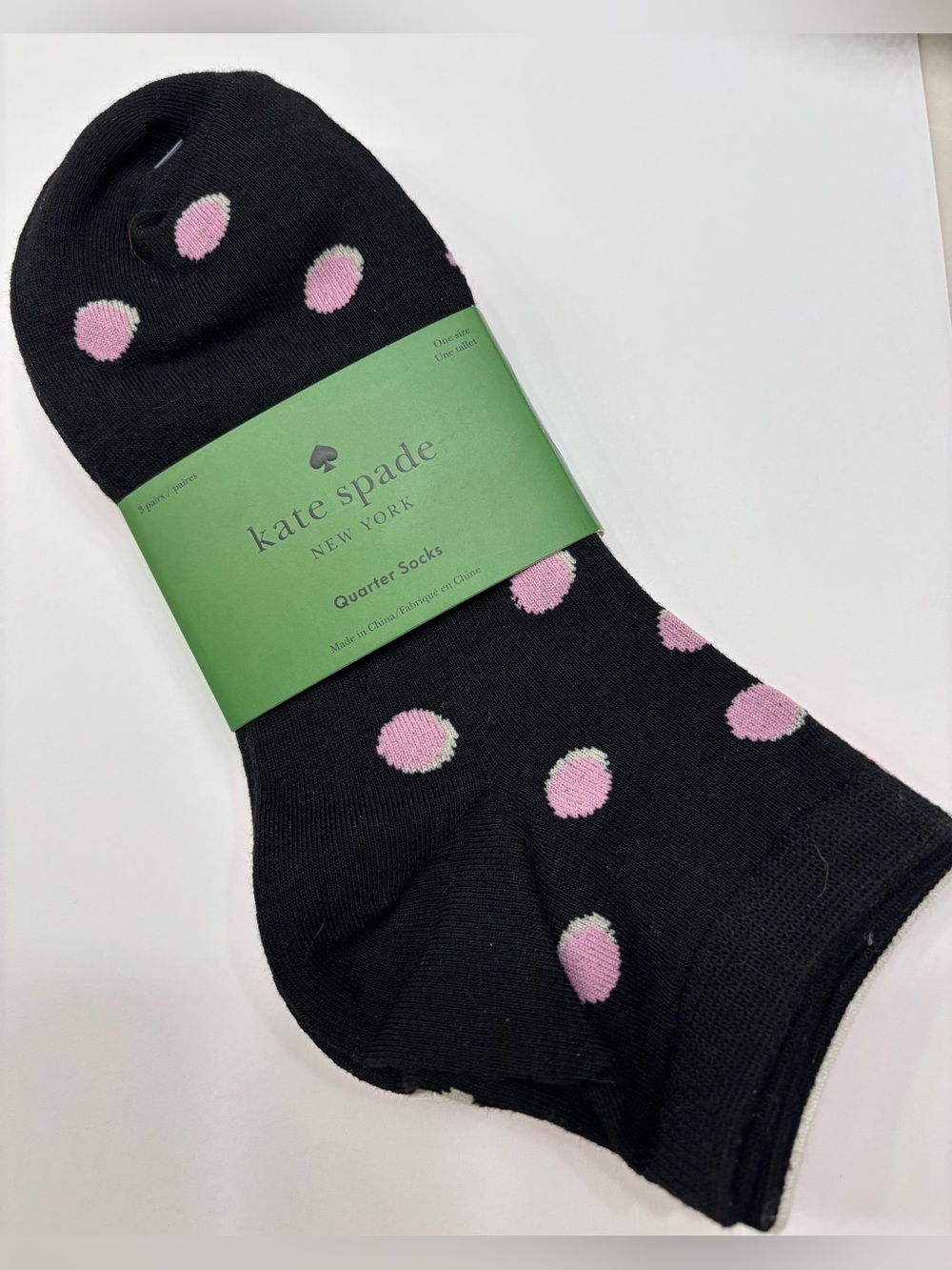 Kate spade polka dot quarter socks 3 pack NWT